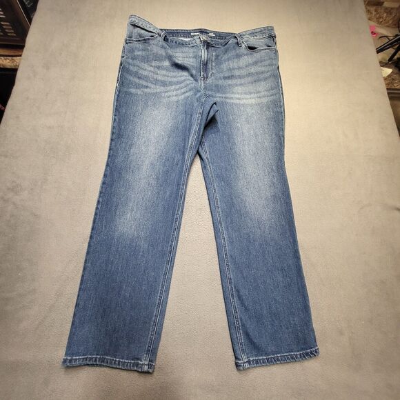 Old Navy Jeans Womens 20 Blue Wow Straight Leg Distressed Denim Stretch - Picture 1 of 9